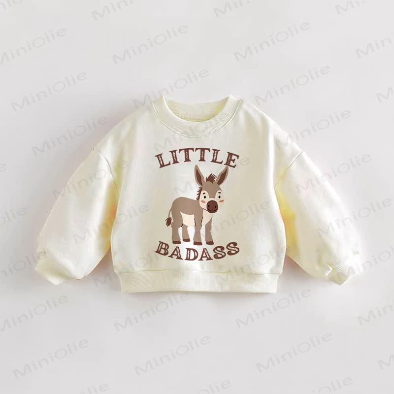 LITTLE BADASS Baby Toddler Donkey Cream Sweatshirt - Cream - 3-5T - image 1