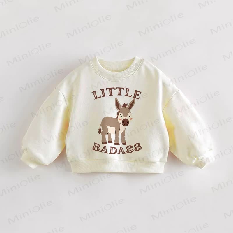 LITTLE BADASS Baby Toddler Donkey Cream Sweatshirt - Cream - 3-5T - image 1