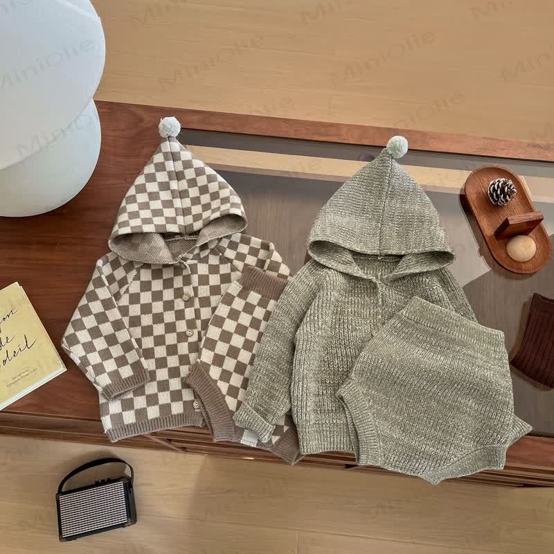 Baby Toddler Knit Hooded Top & Shorts 2-piece Set - image 2