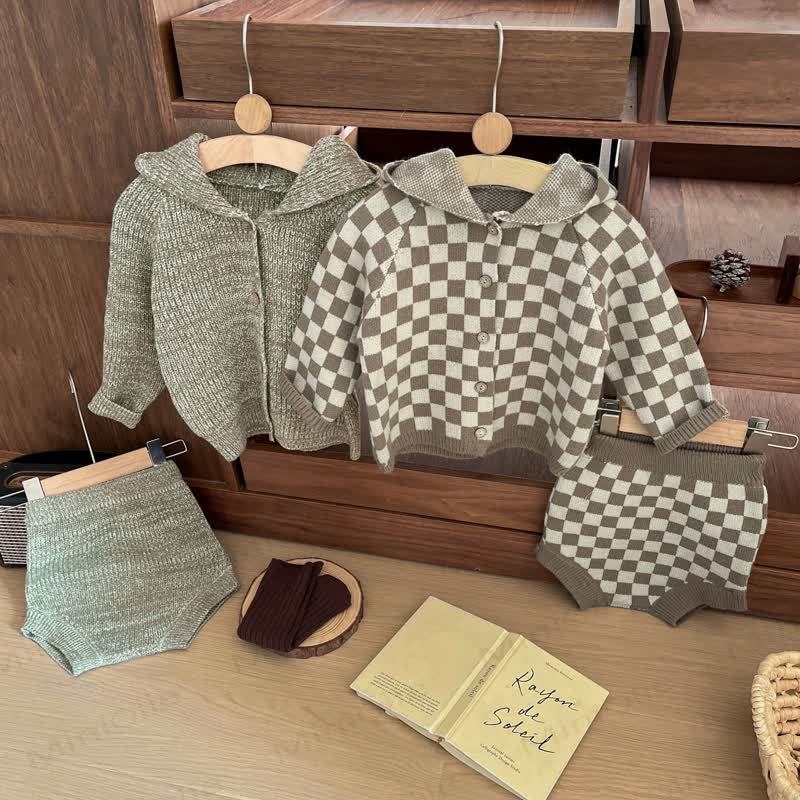 Baby Toddler Knit Hooded Top & Shorts 2-piece Set - image 3