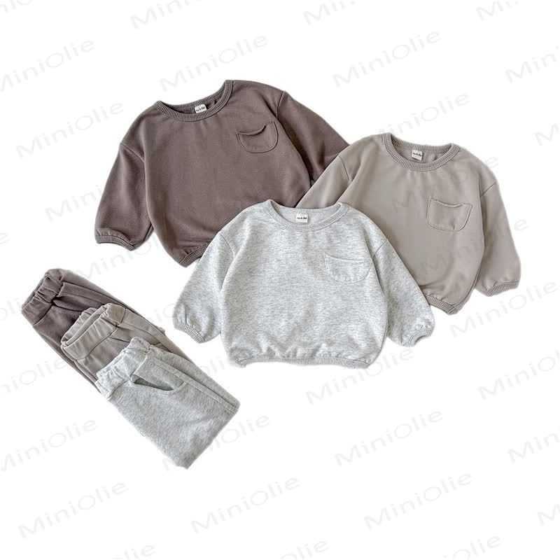 Baby Girl Solid Color 2-piece Sweatshirt Set - image 3