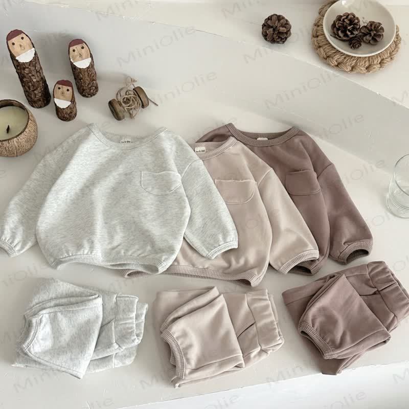 Baby Girl Solid Color 2-piece Sweatshirt Set - image 1