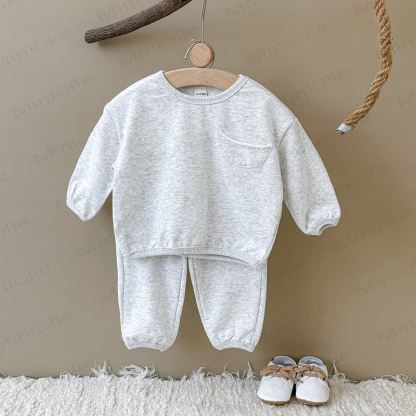 Baby Girl Solid Color 2-piece Sweatshirt Set - Grey - 2-3Y - image 4