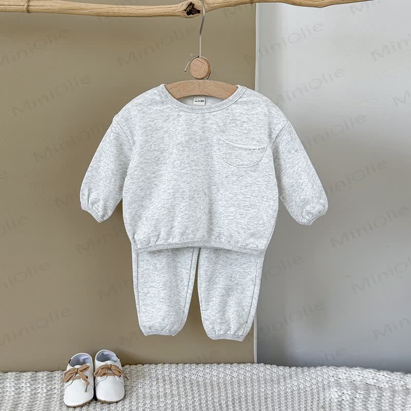 Baby Girl Solid Color 2-piece Sweatshirt Set - image 5