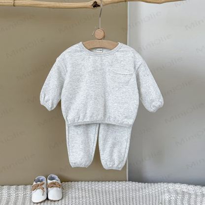 Baby Girl Solid Color 2-piece Sweatshirt Set - image 5