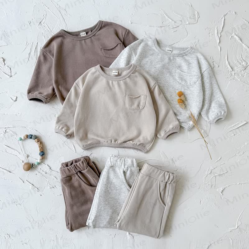 Baby Girl Solid Color 2-piece Sweatshirt Set - image 2