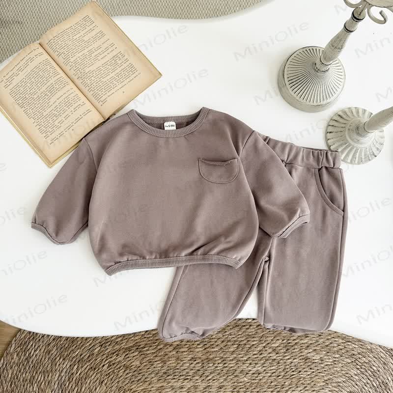 Baby Girl Solid Color 2-piece Sweatshirt Set - image 12