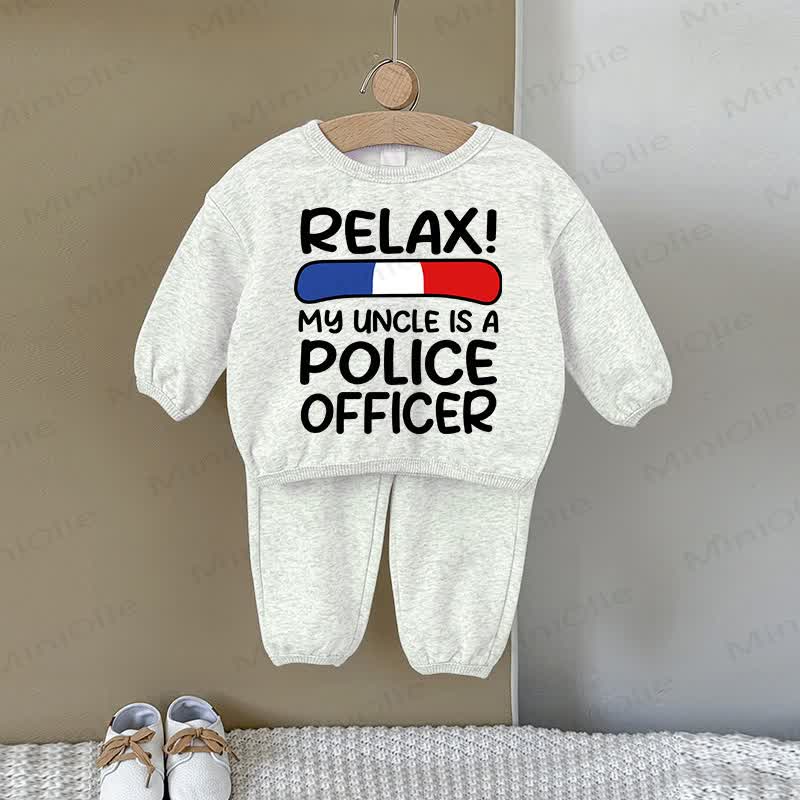 RELAX! MY UNCLE IS A POLICE OFFICER Baby Sweatshirt 2-piece Gray Set - Gray - 2-3T - image 1