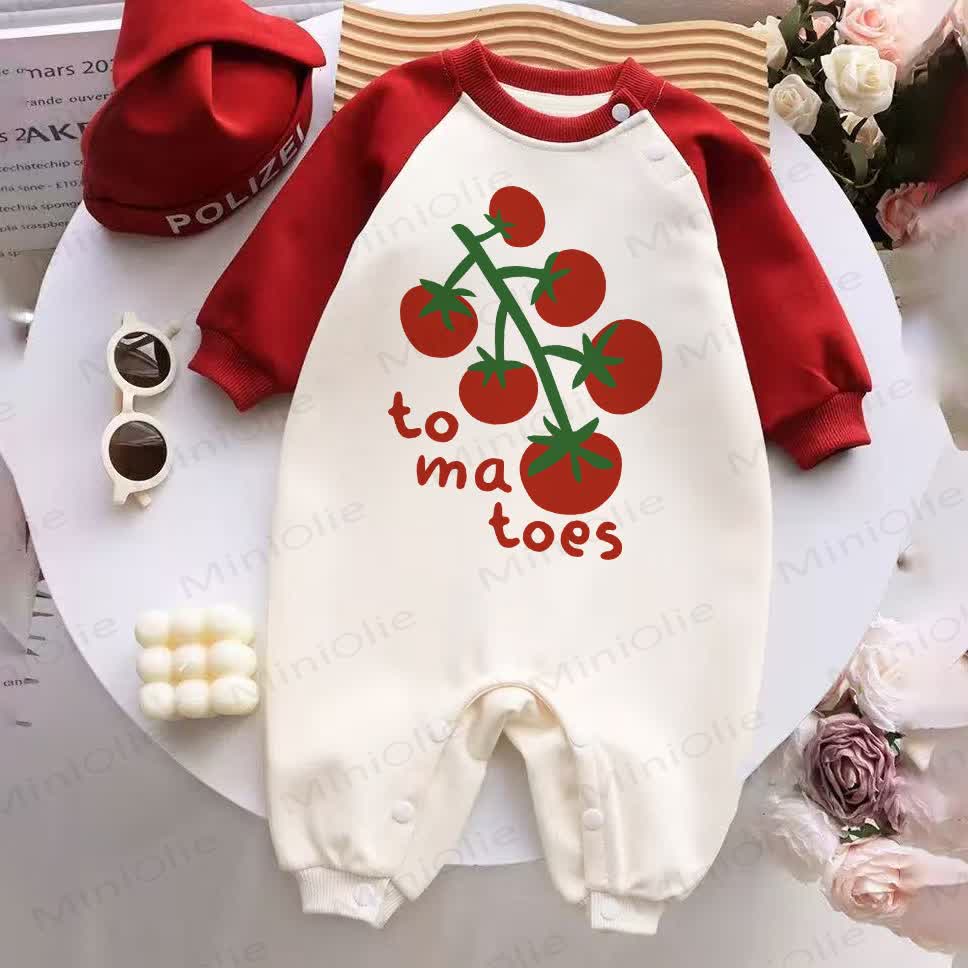 TOMATOES Baby Red Splicing Romper - Red&White - 2-3T - image 1