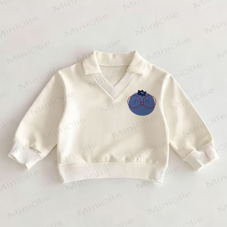 Baby Blueberry with Glasses White Polo Top - White - 2-3T - image 1