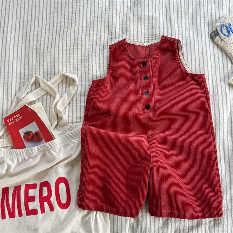 Baby Toddler Cord Solid Color Overalls - Red - 8Y - image 1