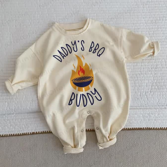 DADDY'S BBQ BUDDY Baby Toddler Beige Romper - Beige - 2-3T - image 1
