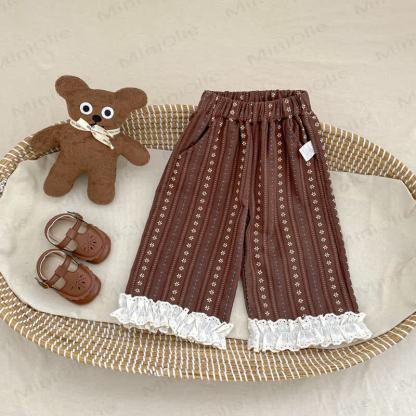 Baby Toddler Girl Flower Lace Pants - Dark Brown - 3-5T - image 1