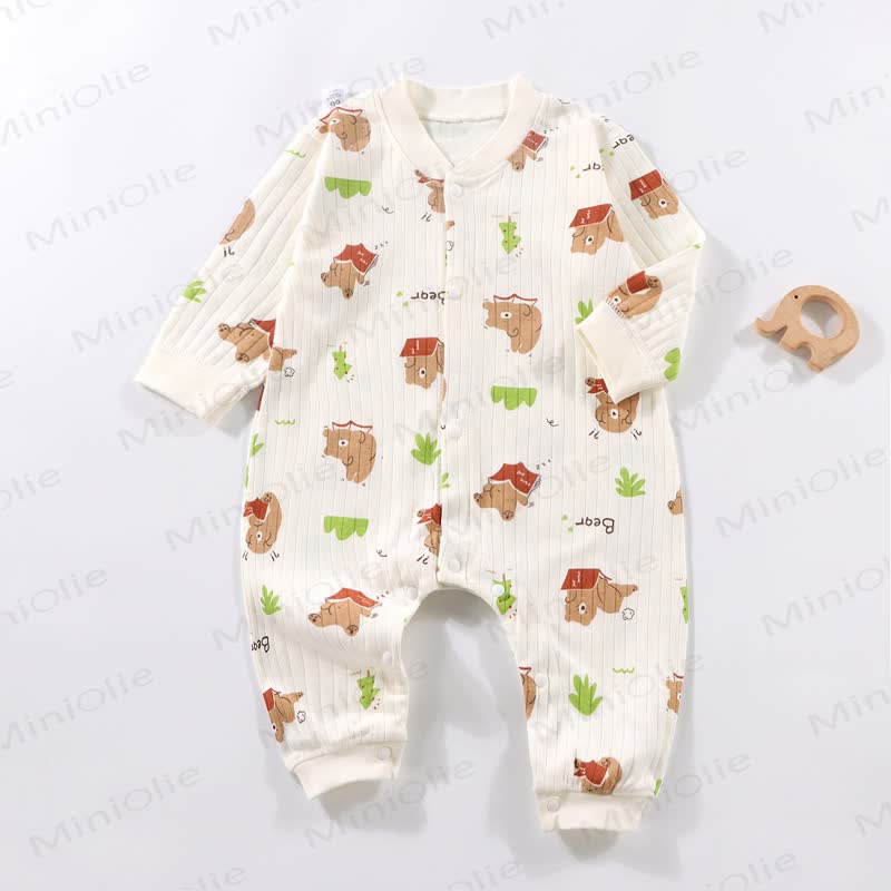 Baby Bear Print Newborn Pajamas Romper - Little Bear Learning - 18-24M - image 2