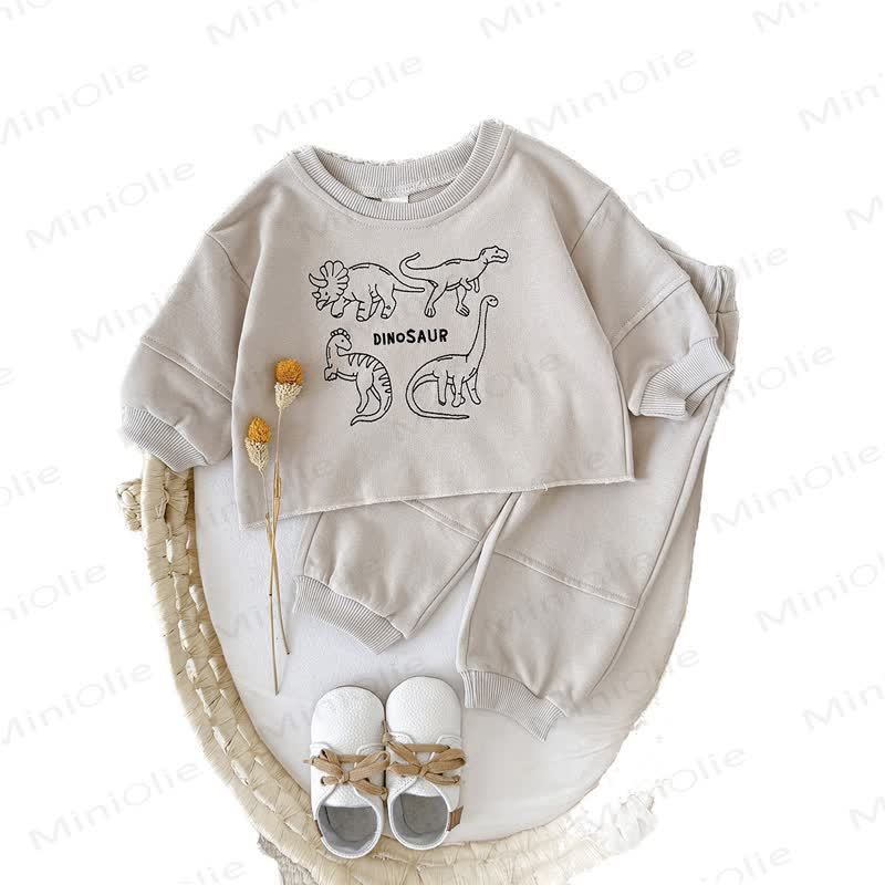 DINOSAUR Baby Boy Beige 2-piece Embroidered Set - image 7