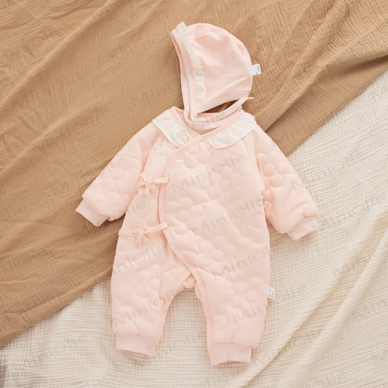 Baby Pink Flower Quilted Romper - Pink - 6-12M - image 1