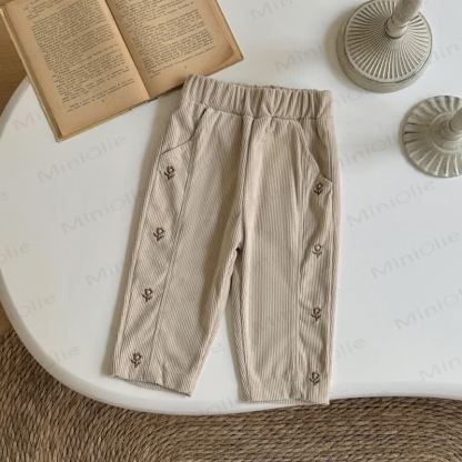 Baby Girl Flower Embroidery Cord Loose Pants - image 6