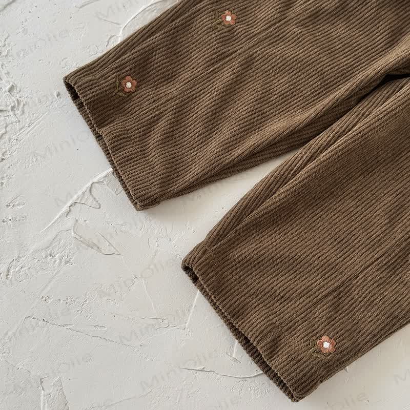Baby Girl Flower Embroidery Cord Loose Pants - image 8