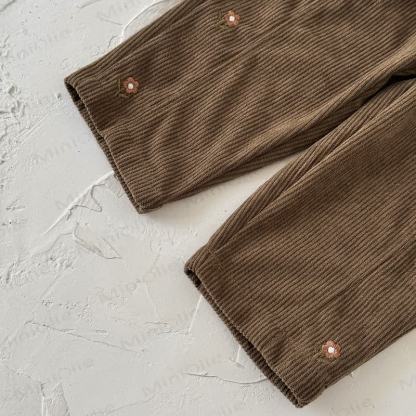 Baby Girl Flower Embroidery Cord Loose Pants - image 8