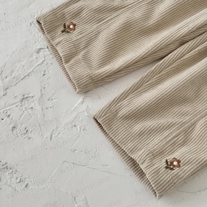 Baby Girl Flower Embroidery Cord Loose Pants - image 11