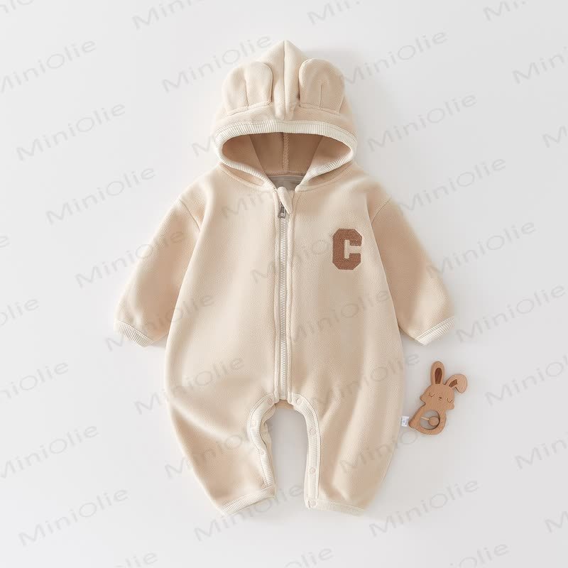 Baby Rabbit Hooded Warm Newborn Romper - Brown - 2-3T - image 1