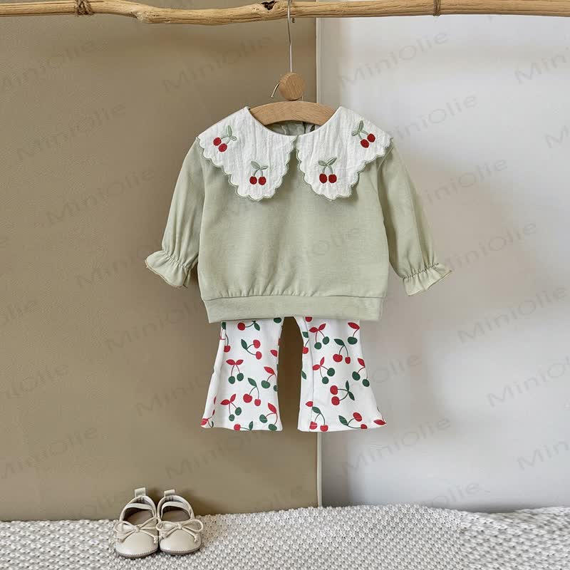 Baby Girl Embroidered Cherry 2-piece Set - image 7