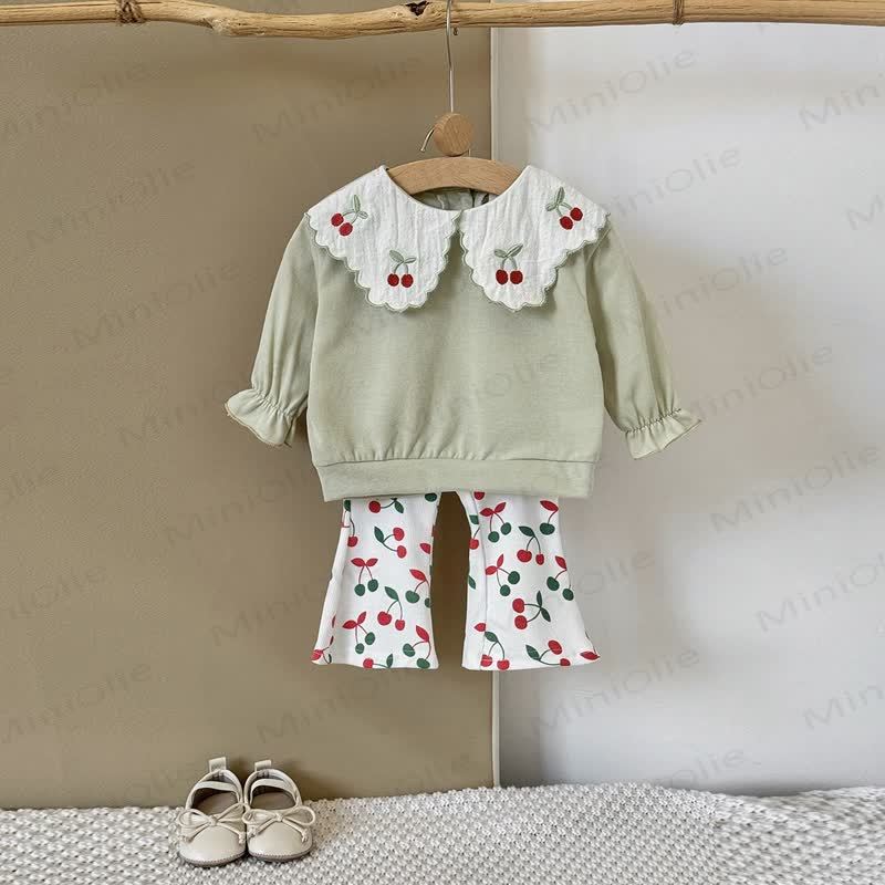 Baby Girl Embroidered Cherry 2-piece Set - image 7