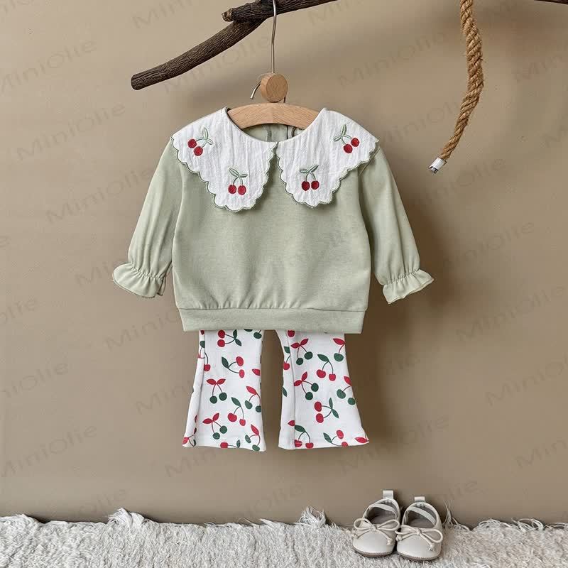 Baby Girl Embroidered Cherry 2-piece Set - image 6