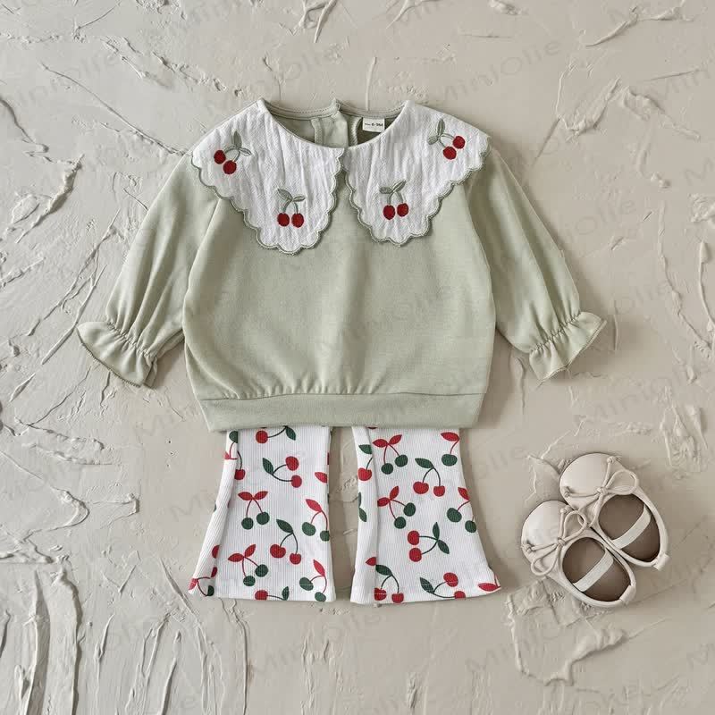 Baby Girl Embroidered Cherry 2-piece Set - image 5