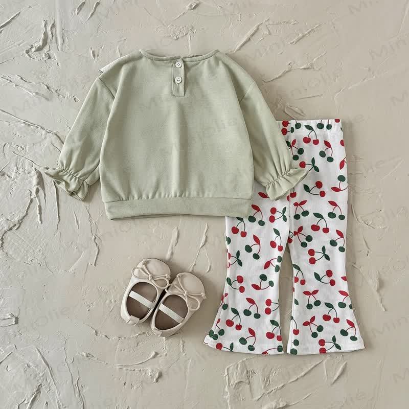 Baby Girl Embroidered Cherry 2-piece Set - image 4