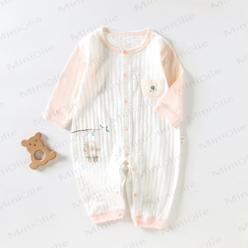 Baby Bear Print Pajamas Romper - Pink - 18-24M - image 1