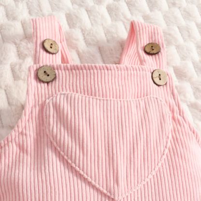 Baby Girl Love Cord Bodysuit & Overalls 2-piece Set With A Bow - image 14