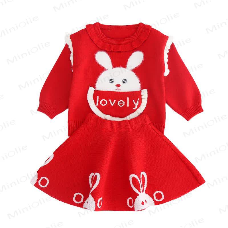 LOVELY Baby Girl Knit Bunny Dress  - image 2