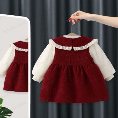 Baby Girl Bow Fleece Lined Dress - image 2