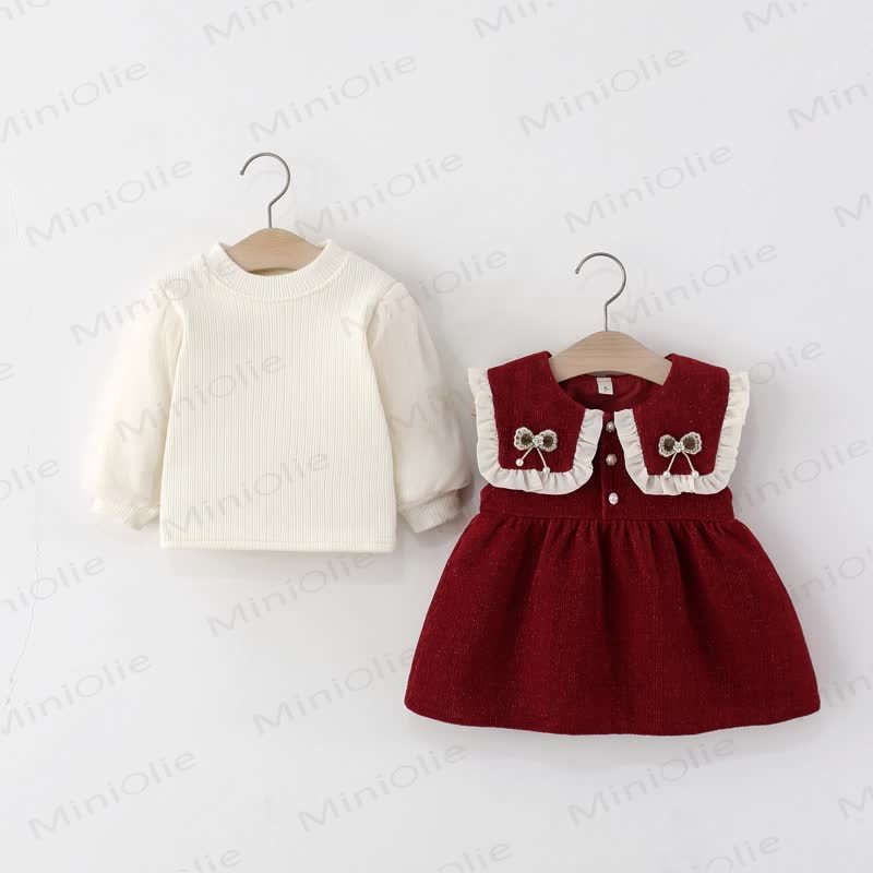 Baby Girl Bow Fleece Lined Dress - image 3