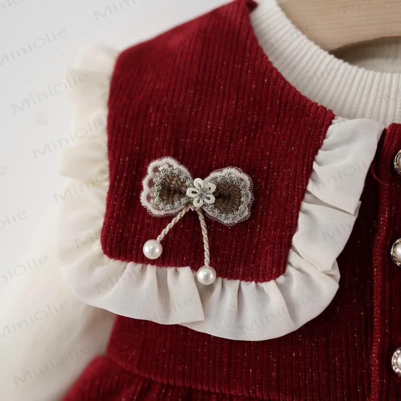 Baby Girl Bow Fleece Lined Dress - image 4