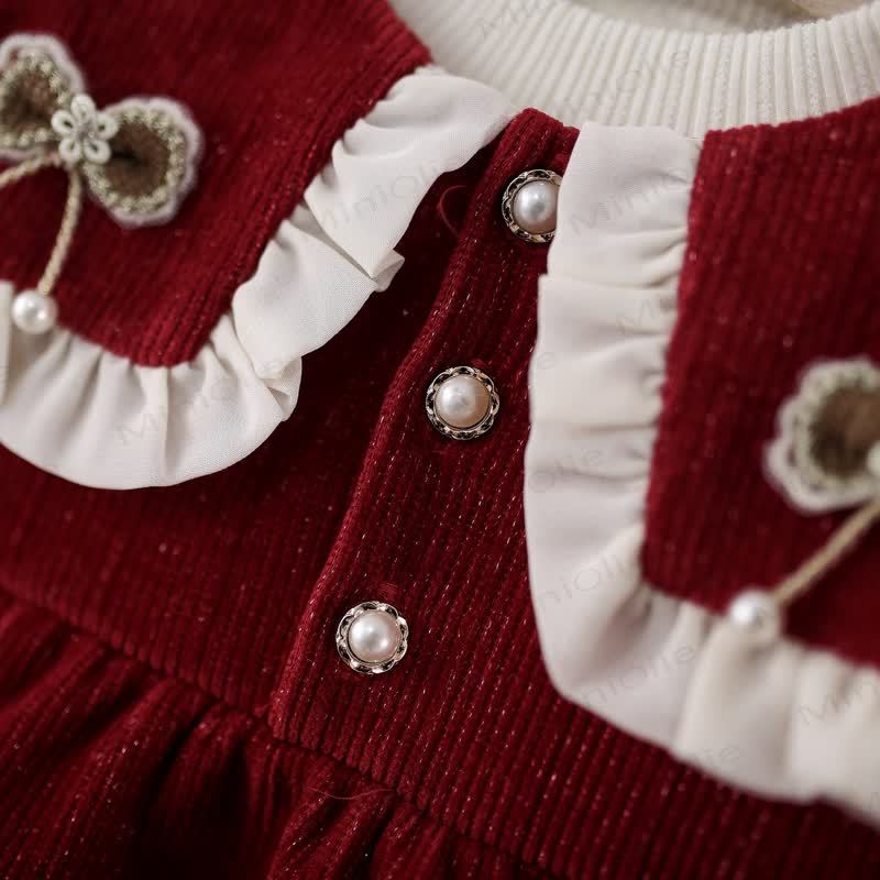 Baby Girl Bow Fleece Lined Dress - image 5