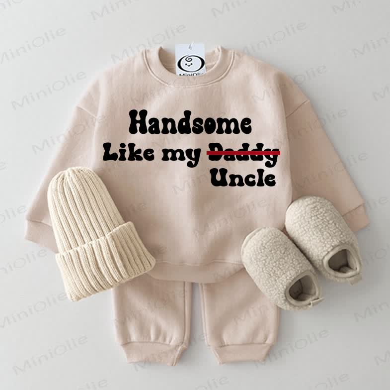 HANDSOME LIKE MY UNCLE Baby Sweatshirt 2-piece Beige Set - Beige - 2-3T - image 1