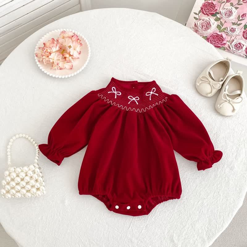 Baby Toddler Girl Bow Dress/ Bodysuit - Red Bodysuit - 8Y - image 4