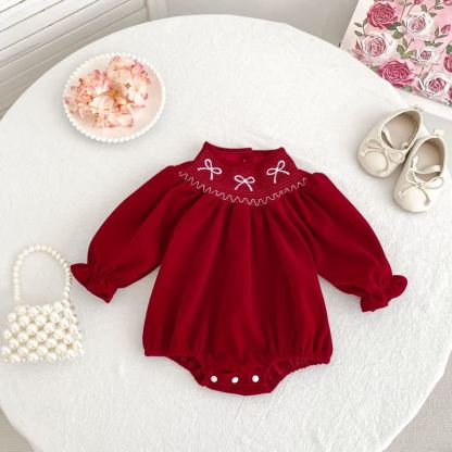 Baby Toddler Girl Bow Dress/ Bodysuit - Red Bodysuit - 8Y - image 4