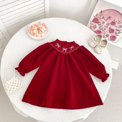 Baby Toddler Girl Bow Dress/ Bodysuit - Red Dress - 8Y - image 3