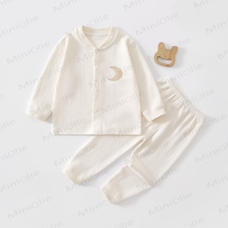 Baby Moon Pattern Pajamas 2 Pieces Set - White - 2-3T - image 1