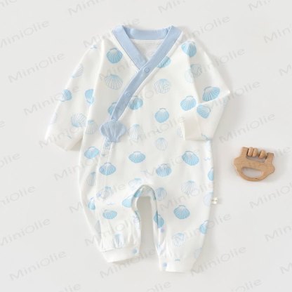 Baby Shell Print Newborn Pajamas Romper - Blue - 18-24M - image 2