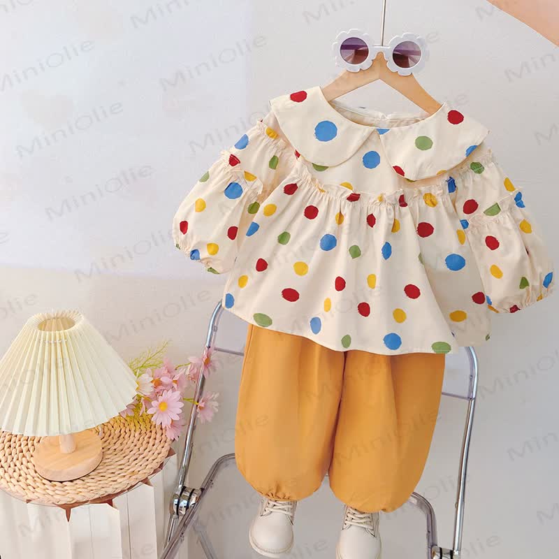 Baby Toddler Girl Sweet Bow Multicolor Dot 2-piece Set - image 4