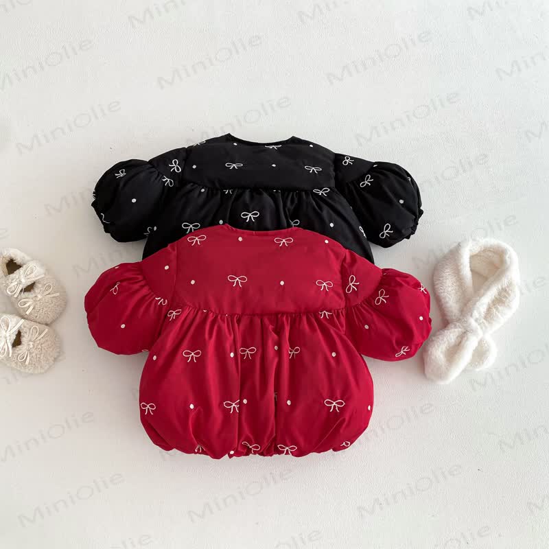 Baby Toddler Girl Cute Bow Quilted Outerwear - image 2