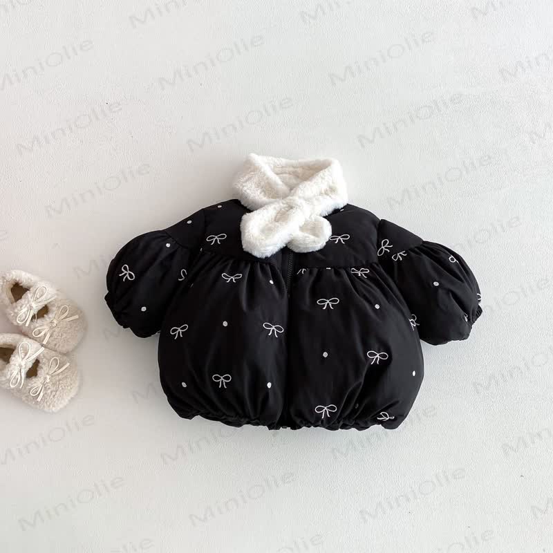 Baby Toddler Girl Cute Bow Quilted Outerwear - Black - 5-7T - image 9
