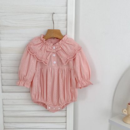 Baby Toddler Girl Lapel Lace Bow Dress/ Bodysuit - Pink Bodysuit - 8Y - image 5