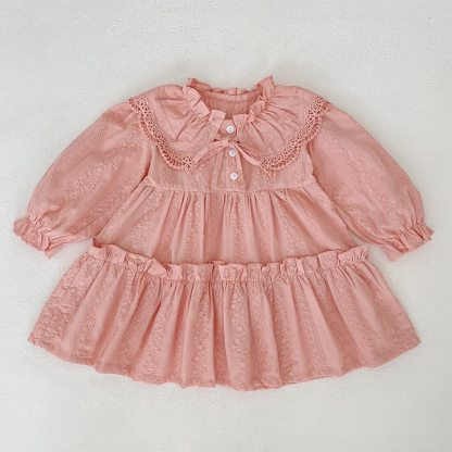 Baby Toddler Girl Lapel Lace Bow Dress/ Bodysuit - image 4