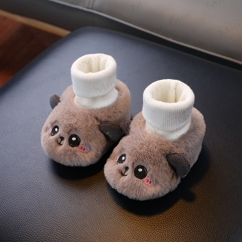 Baby Panda Fleece Walking Shoes - Brown - 6-12M - image 6