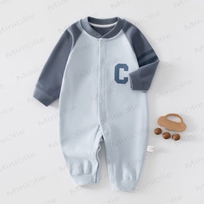 Baby Letter C Newborn Pajamas Romper - Blue - 2-3T - image 3
